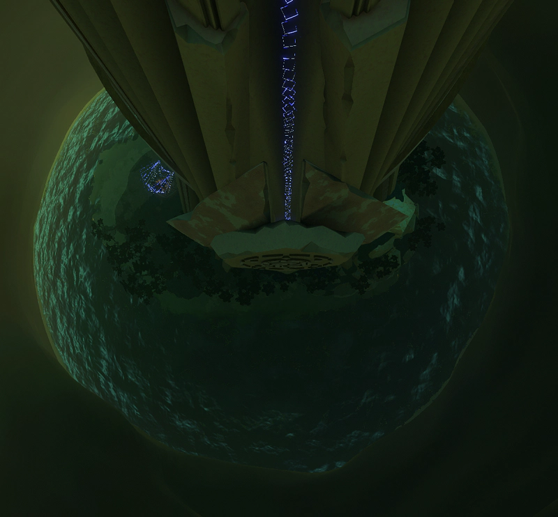 A view from the top of the tower, down to the watery core below.